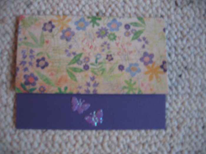 handmade purple flowers with butterflies 5 pack stationary cards