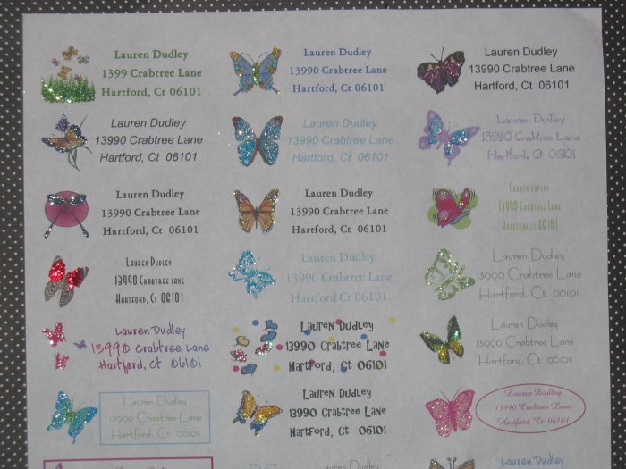 address labels glittered butterflies**ON SALE**