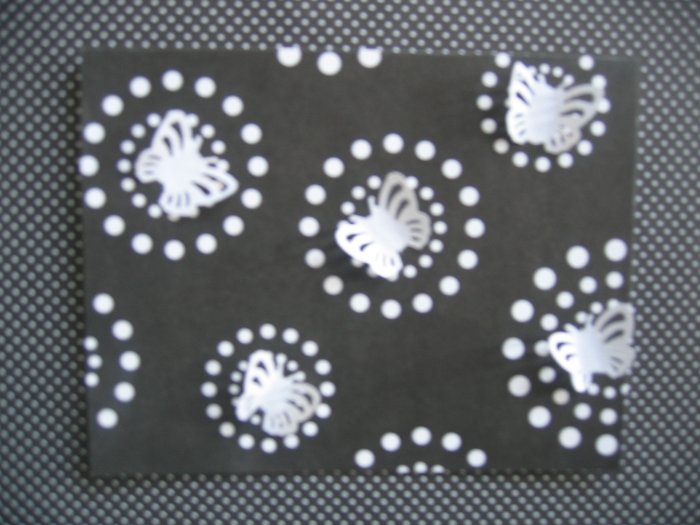 handmade black and white card with butterflies