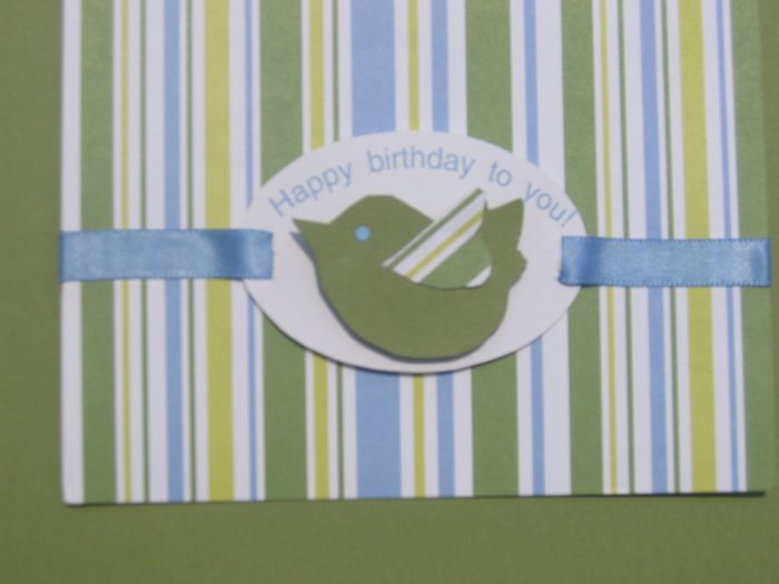 Handmade striped bird birthday card