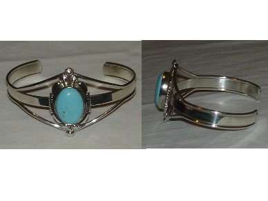 native american bracelet with natural turquoise
