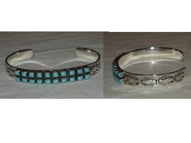 20 small turquoise stones on sterling silver bracelet a must have