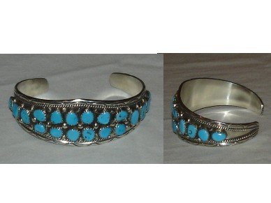 19 sleeping beauty turquoise nuggets on a cluster cuff bracelet