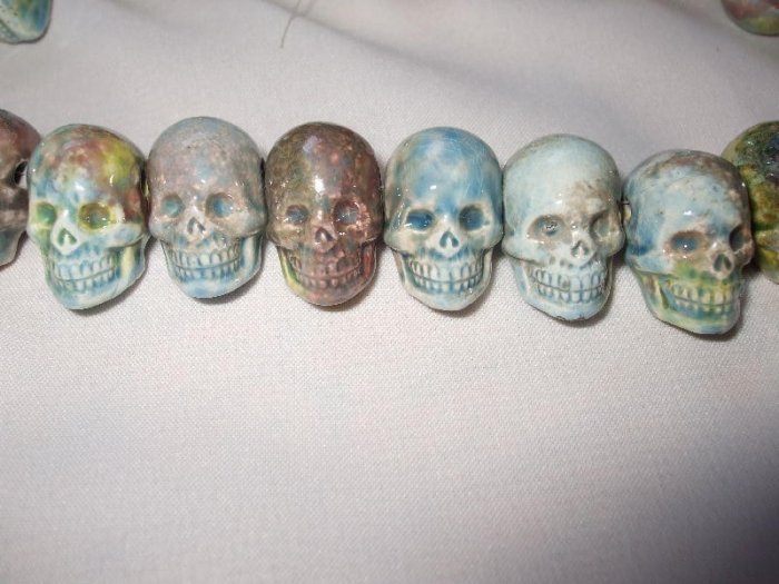 Raku Ceramic Skull Bead