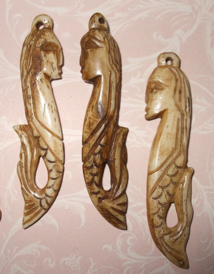 Carved Bone Mermaid Pendant
