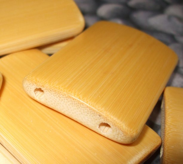 10 LARGE NATURAL BAMBOO TILE BEADS DOMINOS ALTERED ART ASIAN ESST