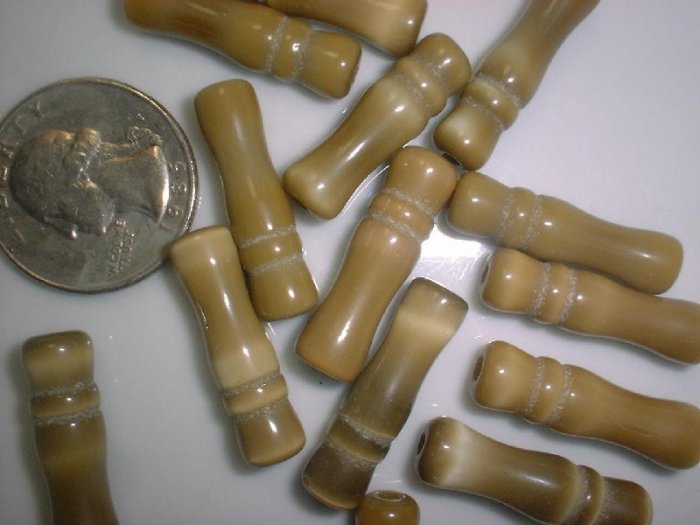 Green Glass Bamboo Beads