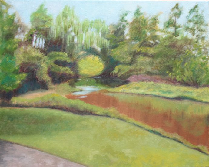 Original Oil Landscape Painting Bronx River Art by LJT