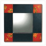 Asian Black and Red Painted Mirror