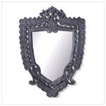 Wood Carved Shield Wall Mirror