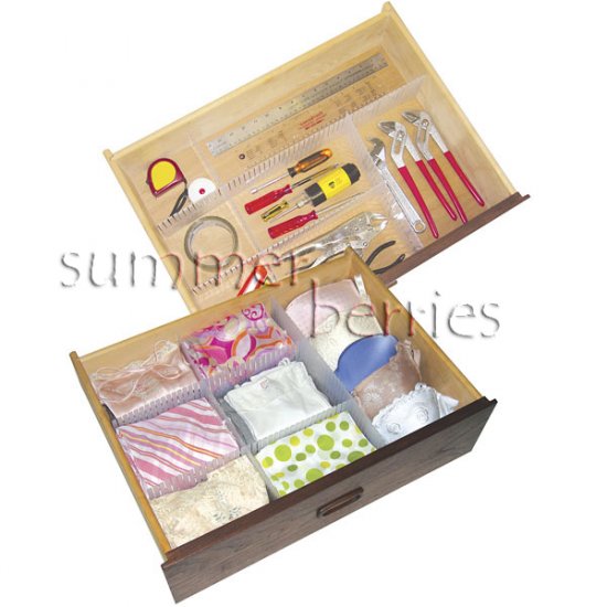 Drawer Organizer / Divider / Partition - Clear Plastic - 49.2x8cm (Set of 2)