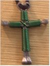 Hand-Made 'NAILS & WIRE' Cross Necklace (Dark Green)