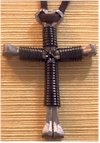 Hand-Made 'NAILS & WIRE' Cross Necklace (black)