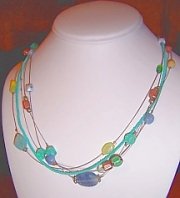5-STRAND MULTI-COLOR BEAD NECKLACE - free shipping