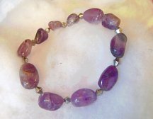 BEAUTIFUL GENUINE AMETHYST BEAD BRACELET - free shipping