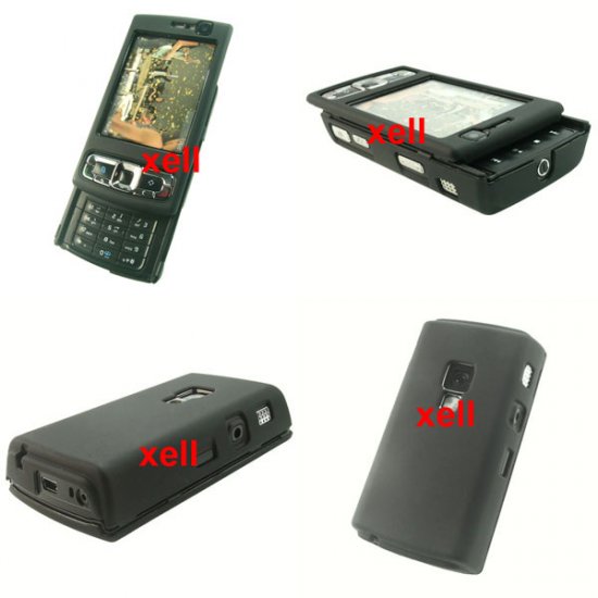 Rubber Hard Case Pouch for Nokia N95 8GB, Black plus Screen Protector