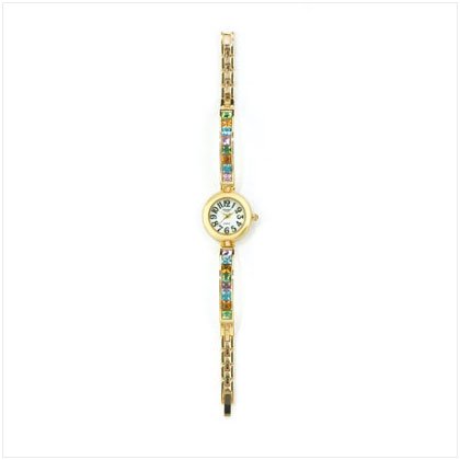 Colorful Crystals and Gold Lady's Watch