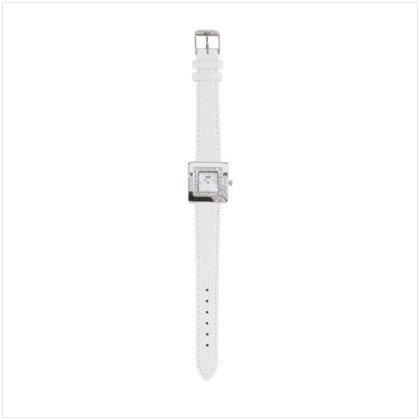 Silver Case White Band Watch