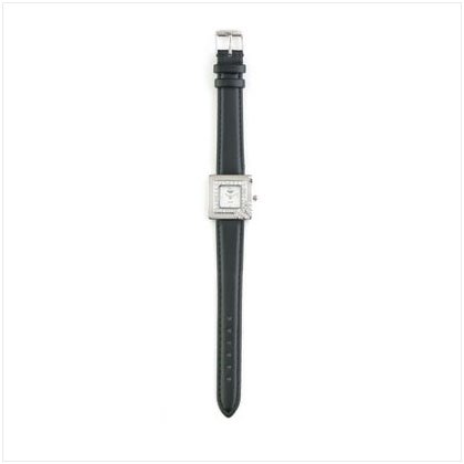 Silver Case Black Band Watch