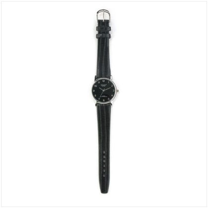 MEN'S BLACK DIAL LEATHER WATCH