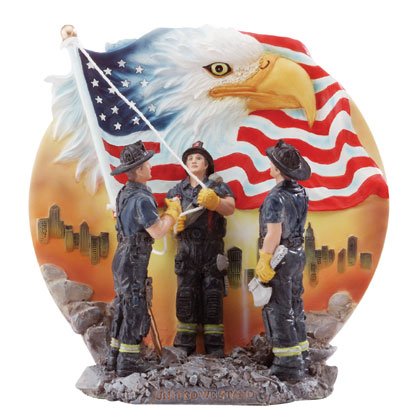 Firemen Raising Flag Plate