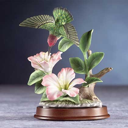 Porcelain Hummingbird & Blossoms