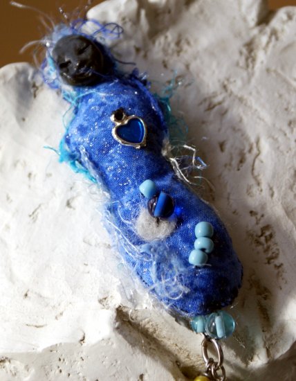 Art doll textile necklece