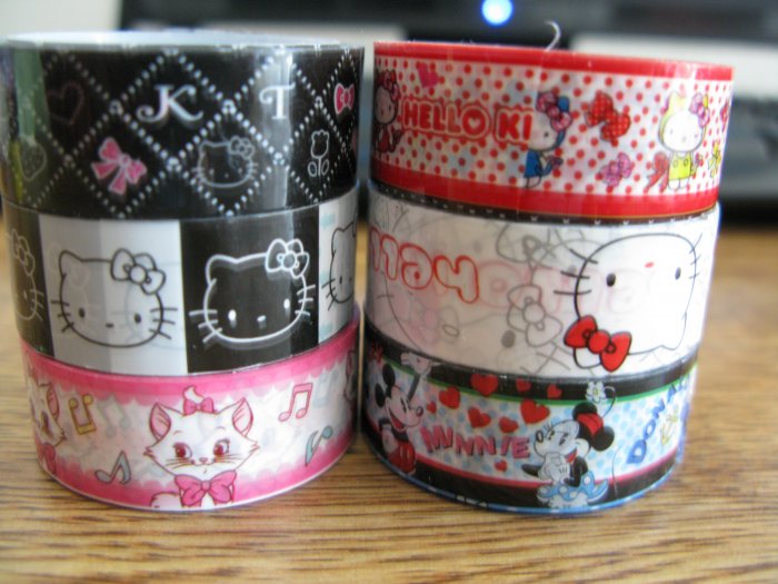 Deco Tape Set 6 San-x Marie Disney Hello Kitty