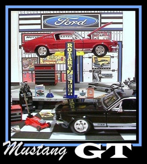1967 FORD MUSTANG GT GARAGE W/ ELECTRIC CAR LIFT & 2 CARS