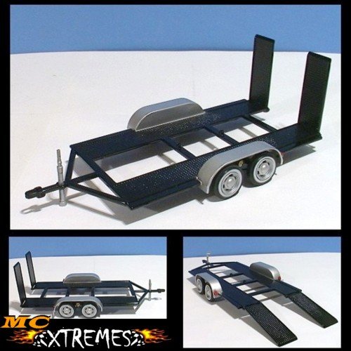 1/24 SCALE DIE CAST TANDEM-AXLE CAR TRAILER FOR YOUR MODEL CARS+++