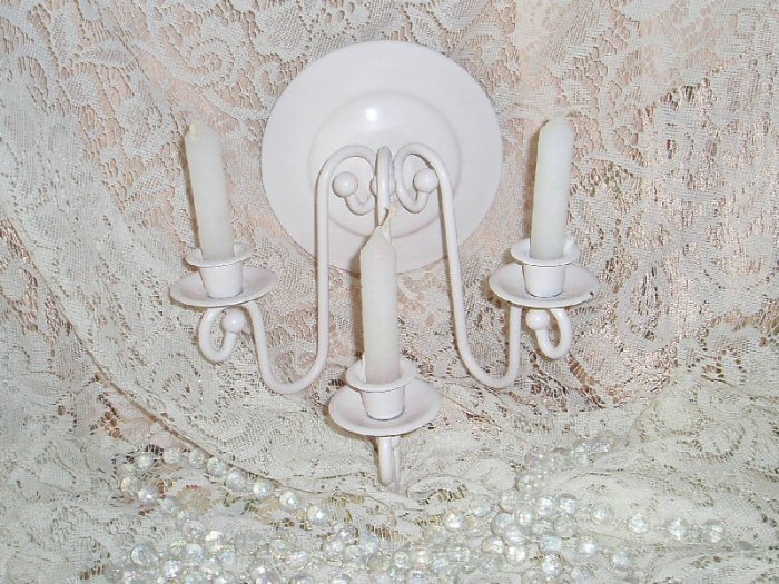 Shabby Pink Chic 3 Candle Sconce