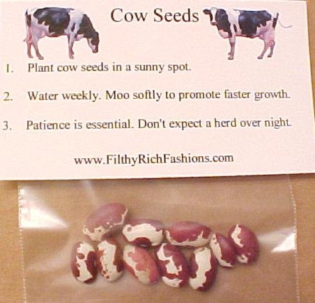 Novelty Cow Seeds Grow Your Own Herd Starter Kit Gag Gift