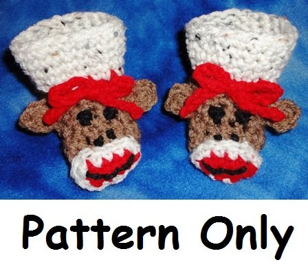 Sock Monkey Baby Bootie Crochet Pattern Size 3 - 9 Months PDF File