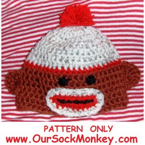 Sock Monkey Hat Crochet Pattern by Shelleden on Etsy