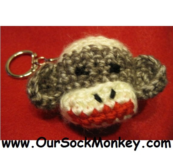 Handmade Sock Monkey Head Key Chain Keychain Key Holder FREE SHIPPING in US