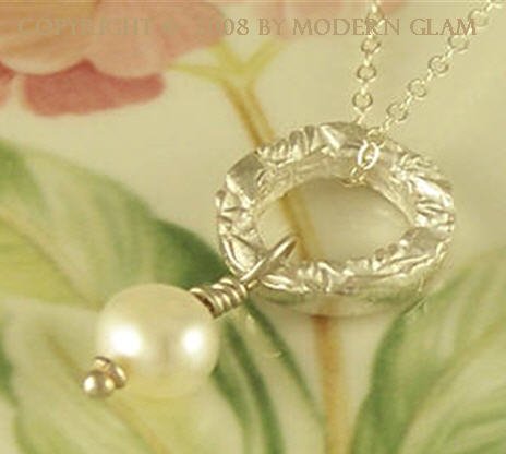 E L I Z A B E T H - - Fine Silver and Pearl Drop Necklace