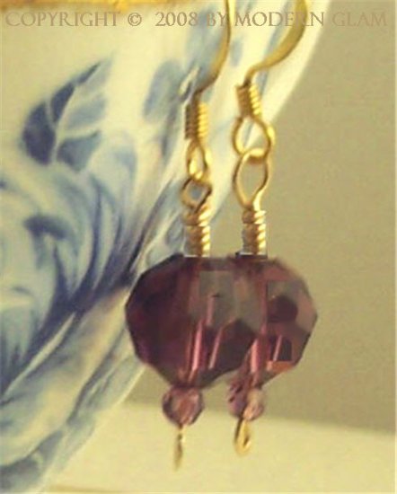 B E L L I S S I M A Earrings- - Classically Elegant Amethyst Swarovski Austrian Crystal Earrings