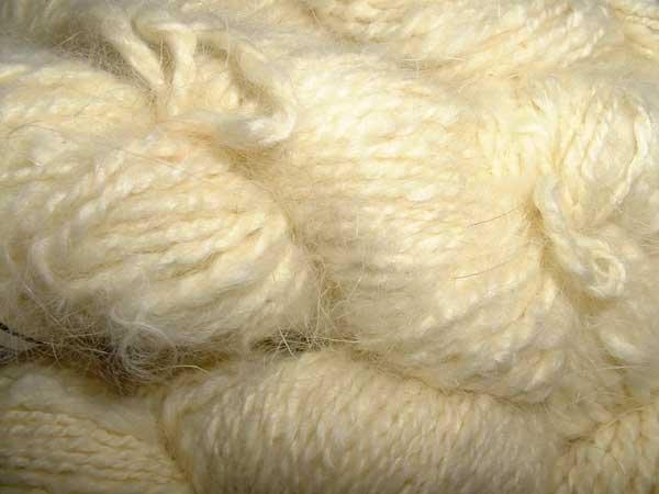 Pale yellow angora rabbit fur yarn