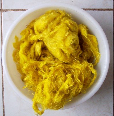 yellow mohair hand spinning felting fiber