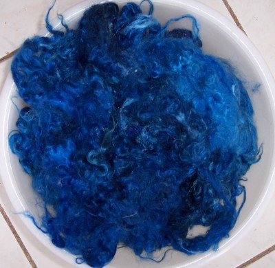 Vivid Blue Mohair hand spinning felting fiber
