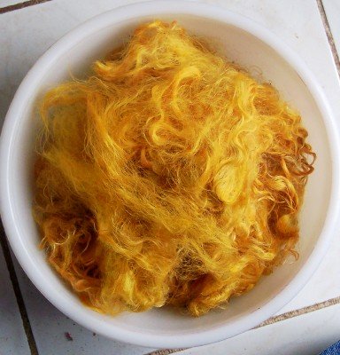 golden mohair hand spinning felting crafting fiber