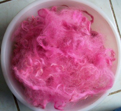 medium pink mohair handspinning felting locks fiber