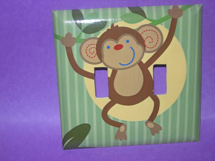DOUBLE LIGHT SWITCH COVER M/W NOJO JUNGLE BABIES