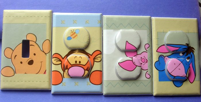 LIGHT SWITCH COVERS M/W KIDSLINE SOFT & FUZZY POOH