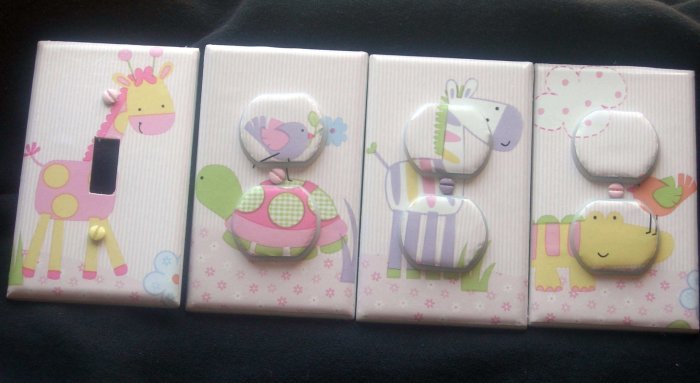LIGHT SWITCH AND OUTLET COVERS M/W LAMBS & IVY JUNGLE LUV