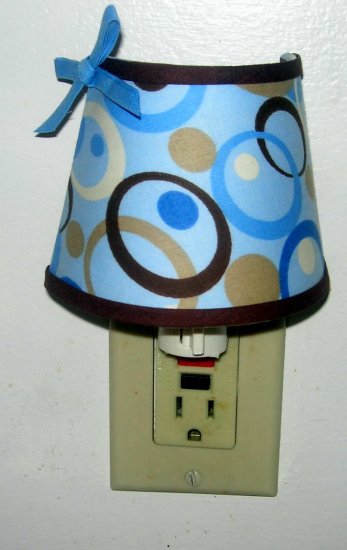 NIGHT LIGHT M/W GEORGE BABY BLUE BROWN SWIRL CIRCLE FABRIC