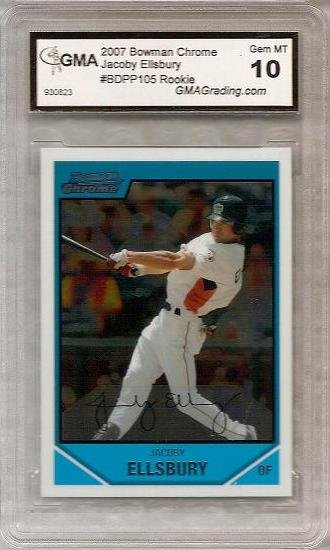 2007 Bowman "Jacoby Ellsbury" Gem Mint 10 Rookie Card #BDPP105
