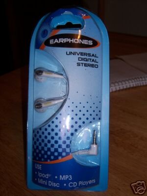 New Universal Earbuds/Earphones for Ipods, Mp3, Mini Disc, and Cd Players