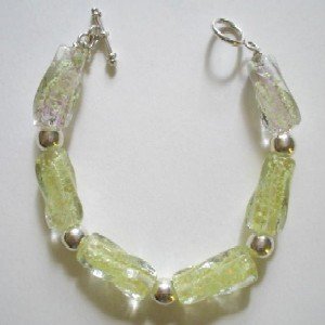 Handcrafted Silver Jewelry - Handmade .950 Silver bracelet with Clear Murano