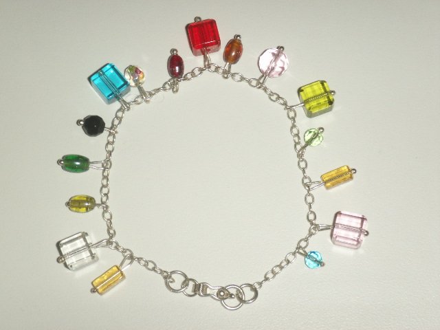 Handmade .950 pure silver anklet with murano crystals